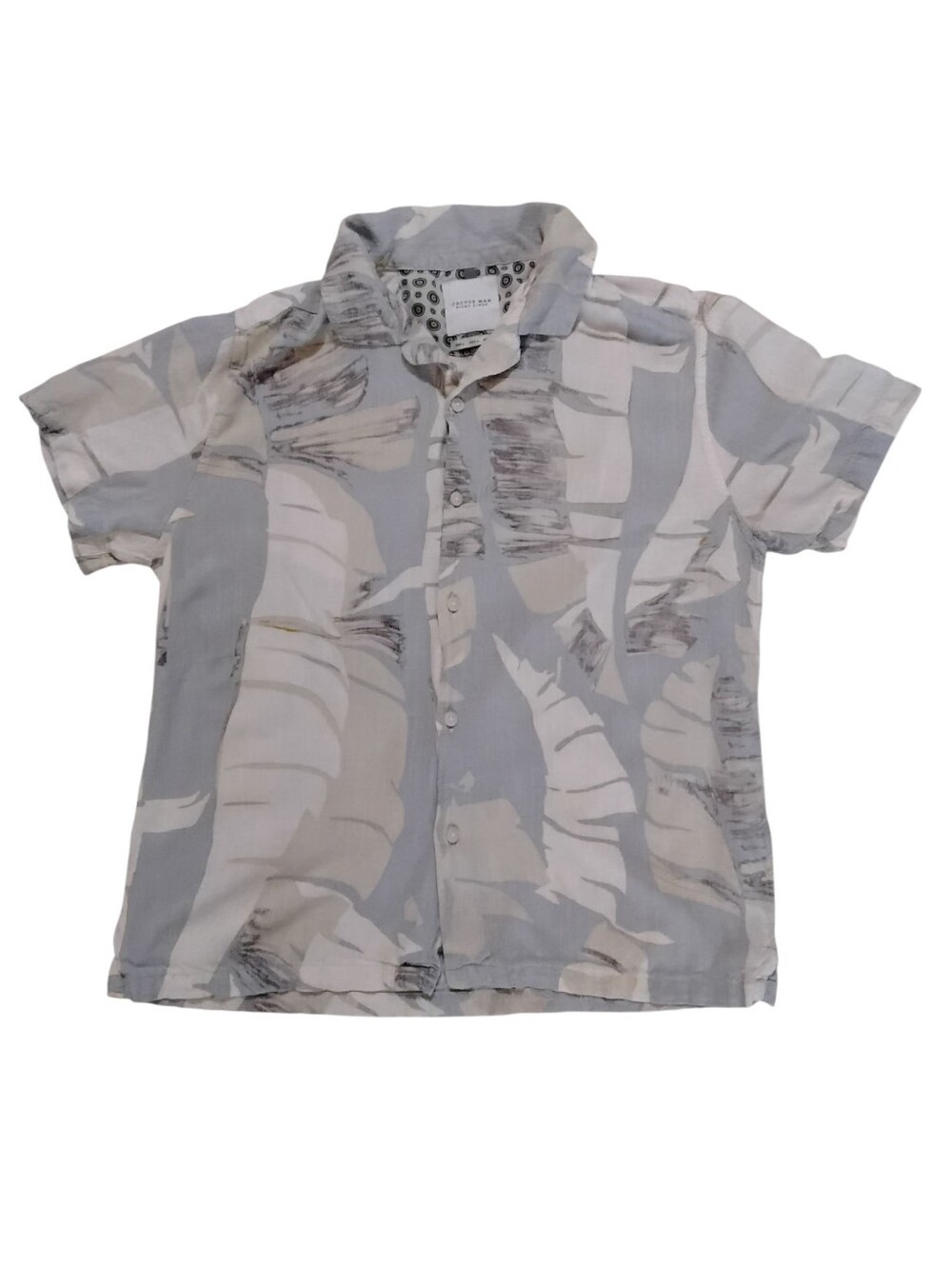 Cactus Man Ricky Singh Light Blue & Cream Tropical Button-Up Shirt Mens Large